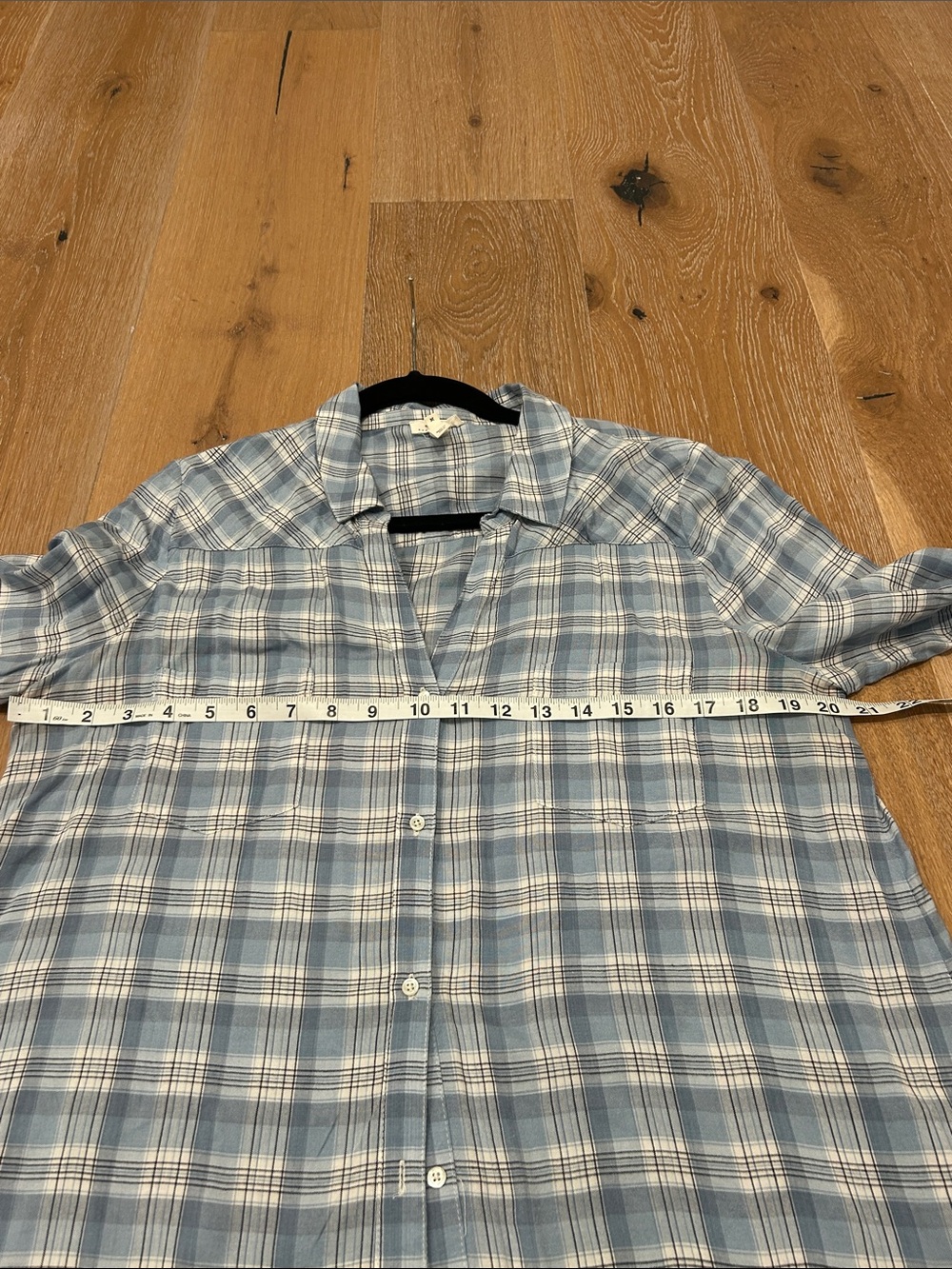 Soft Joie Light Blue Plaid Button-Up Shirt, Super Soft, Medium - Picture 9 of 10
